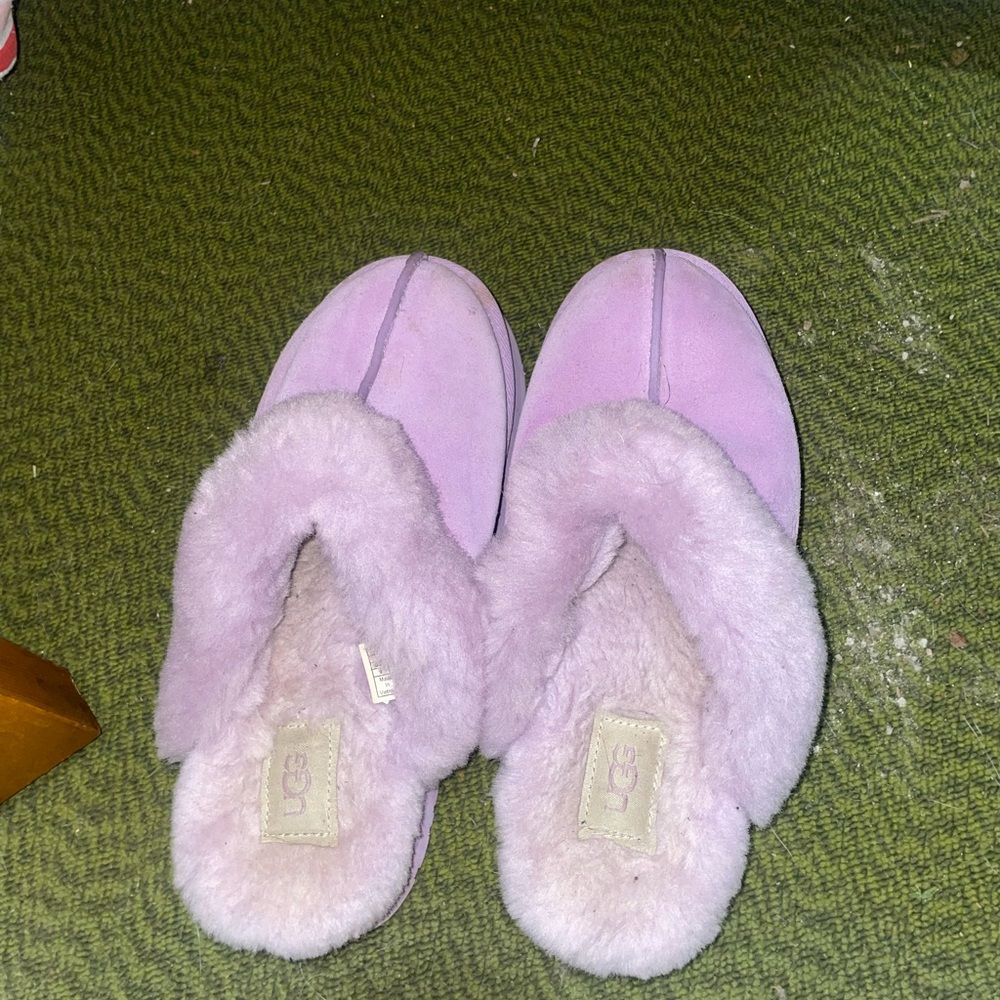 UGG Pink Purple Platform Shearling Slippers